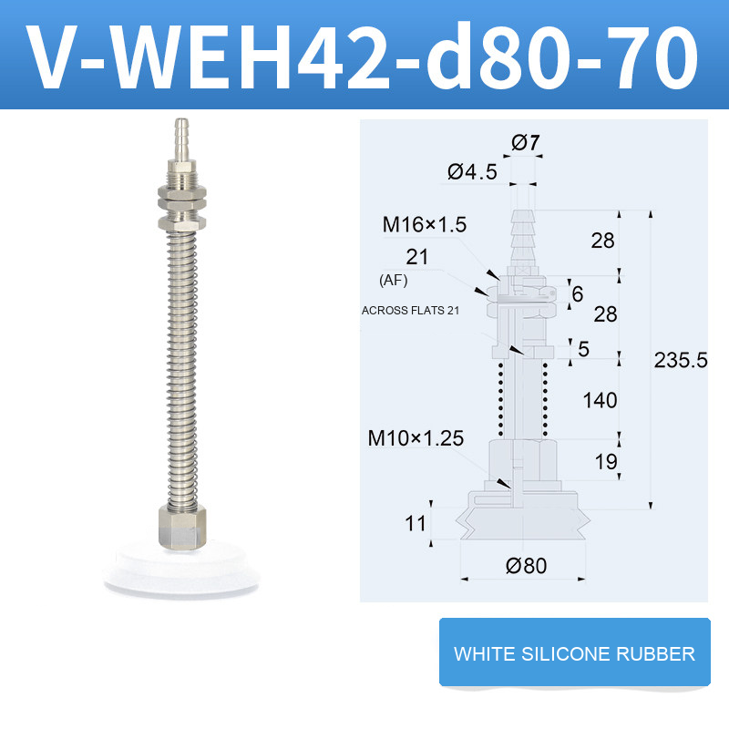 V-WEH41 / V-WEH42 Rear-Port Spring-Loaded Vacuum Cup Assemblies, 6–80 mm-BOLTTE