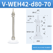 V-WEH41 / V-WEH42 Rear-Port Spring-Loaded Vacuum Cup Assemblies, 6–80 mm-BOLTTE