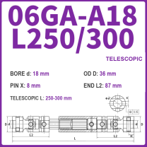 BOLTTE 06GA-A18-L250/300 40Cr universal joint coupling dimension drawing
