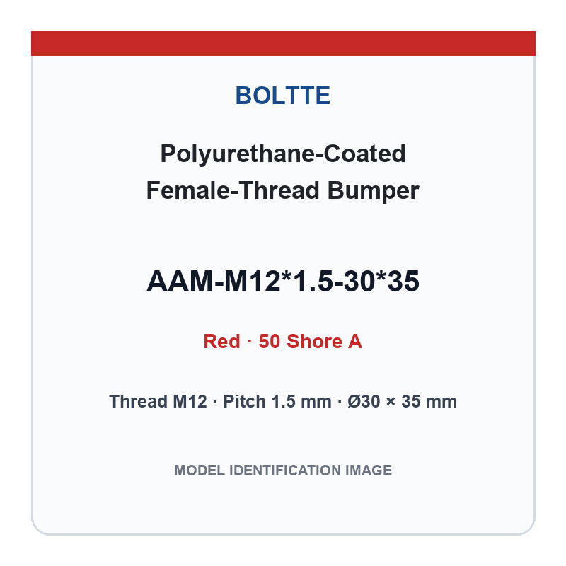 Red 50 Shore A - M12*1.5-30*35 polyurethane-coated female-thread bumper