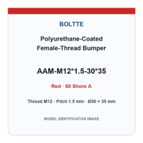 Red 50 Shore A - M12*1.5-30*35 polyurethane-coated female-thread bumper