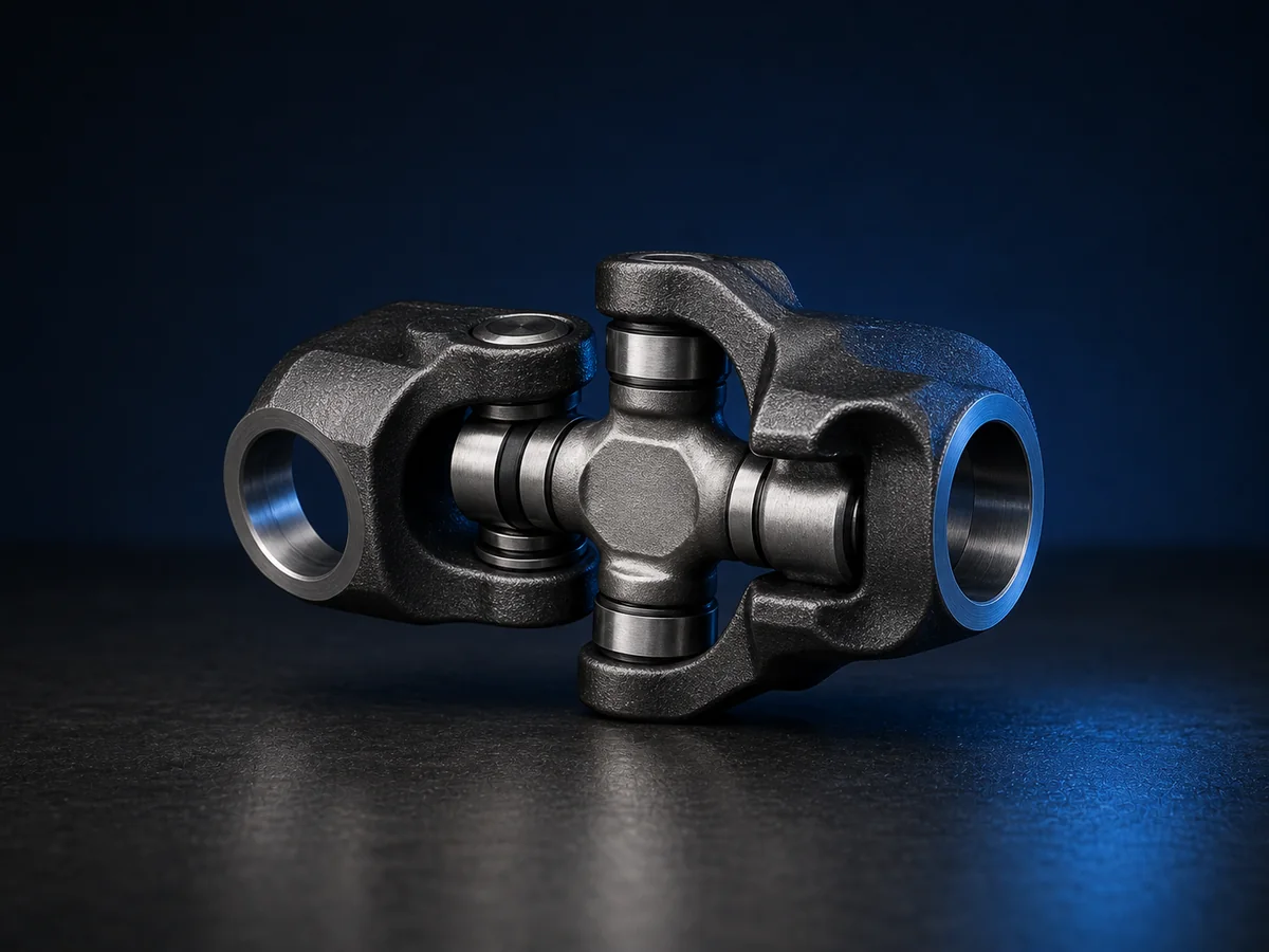 Illustrative render of a generic steel universal joint for drawing-based quotation