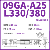 BOLTTE 09GA-A25-L330/380 40Cr universal joint coupling dimension drawing