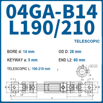 BOLTTE 04GA-B14-L190/210 40Cr universal joint coupling dimension drawing