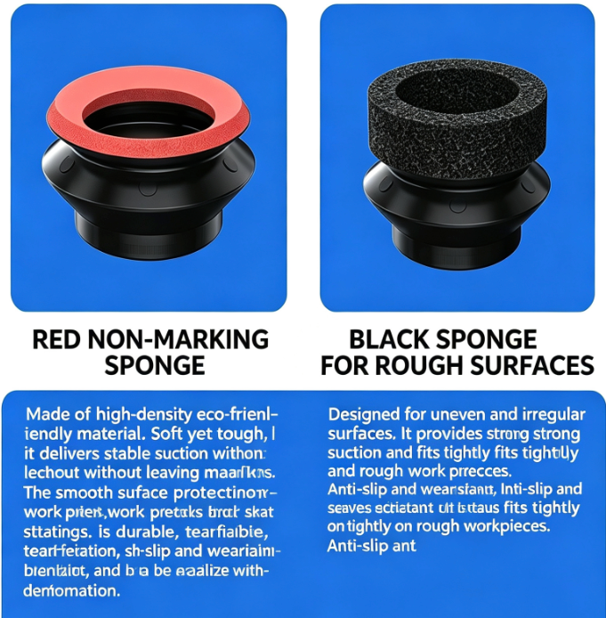 ZP HBS/HBN Foam Vacuum Suction Cups | Black & Red