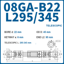 BOLTTE 08GA-B22-L295/345 40Cr universal joint coupling dimension drawing