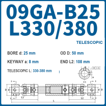 BOLTTE 09GA-B25-L330/380 40Cr universal joint coupling dimension drawing