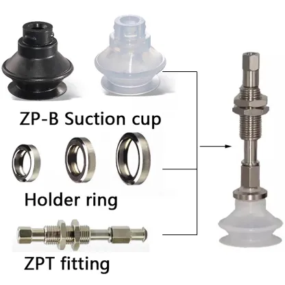 10PCS Pneumatic Vacuum Suction Cup with Holder Ring SMC Type ZP-B Two Layers Organ Nozzle Sucker NBR/ Silicone Manipulator Parts-BOLTTE