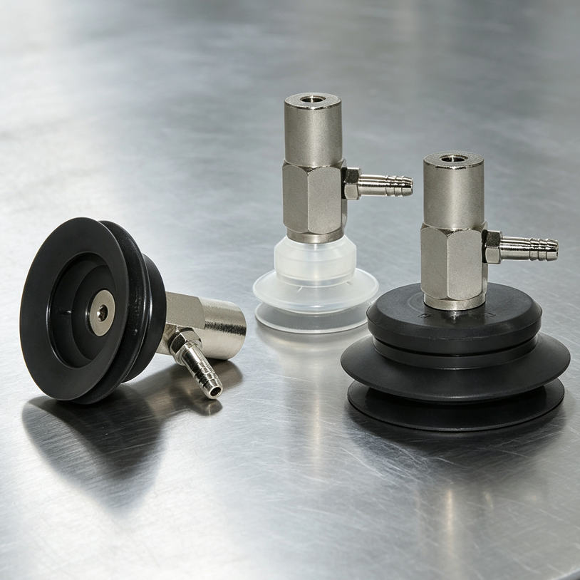 PJYK Side-Port Vacuum Cups with Nickel-Plated Brass Fittings, 6–50 mm