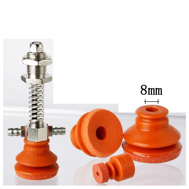 10 PCS Vacuum Suction Cup with Sponge Traceless for Injection Molding Machine Red Silicone 8mm Mounting Hole Manipulator Sucker