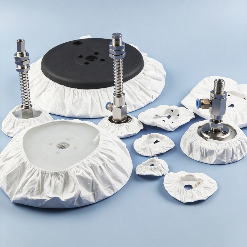 Non-Marking Vacuum Cup Fabric Covers for Glass and Solar Panels — 12–300 mm