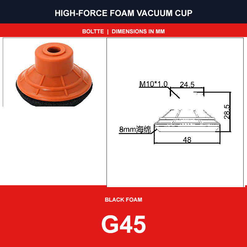 G45 - G & T Series Silicone Vacuum Suction Cups | Black Foam