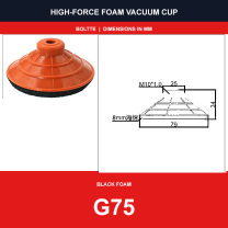 G75 - G & T Series Silicone Vacuum Suction Cups | Black Foam