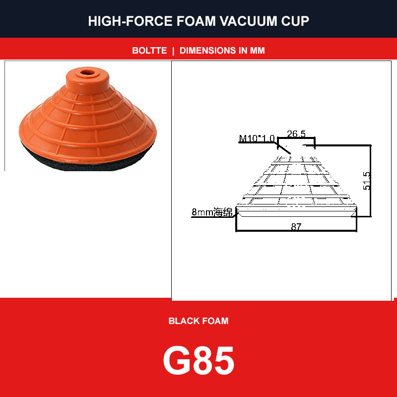 G85 - G & T Series Silicone Vacuum Suction Cups | Black Foam