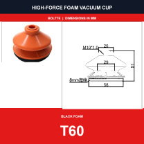 T60 - G & T Series Silicone Vacuum Suction Cups | Black Foam