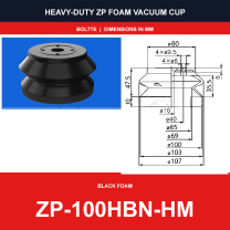 ZP-100HBN-HM - ZP HBS/HBN Foam Vacuum Suction Cups | Black & Red
