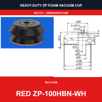 Red ZP-100HBN-WH - ZP HBS/HBN Foam Vacuum Suction Cups | Black & Red