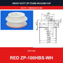 Red ZP-100HBS-WH - ZP HBS/HBN Foam Vacuum Suction Cups | Black & Red