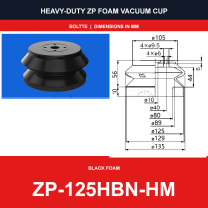 ZP-125HBN-HM - ZP HBS/HBN Foam Vacuum Suction Cups | Black & Red