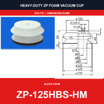 ZP-125HBS-HM - ZP HBS/HBN Foam Vacuum Suction Cups | Black & Red