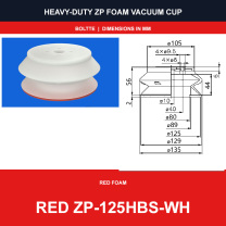Red ZP-125HBS-WH - ZP HBS/HBN Foam Vacuum Suction Cups | Black & Red
