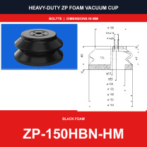 ZP-150HBN-HM - ZP HBS/HBN Foam Vacuum Suction Cups | Black & Red