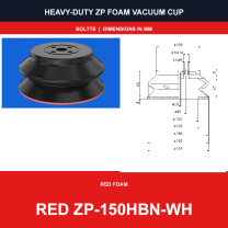 Red ZP-150HBN-WH - ZP HBS/HBN Foam Vacuum Suction Cups | Black & Red