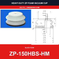 ZP-150HBS-HM - ZP HBS/HBN Foam Vacuum Suction Cups | Black & Red