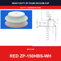 Red ZP-150HBS-WH - ZP HBS/HBN Foam Vacuum Suction Cups | Black & Red