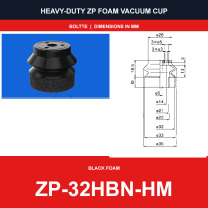 ZP-32HBN-HM - ZP HBS/HBN Foam Vacuum Suction Cups | Black & Red