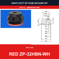 Red ZP-32HBN-WH - ZP HBS/HBN Foam Vacuum Suction Cups | Black & Red