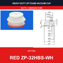 Red ZP-32HBS-WH - ZP HBS/HBN Foam Vacuum Suction Cups | Black & Red