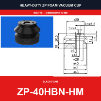 ZP-40HBN-HM - ZP HBS/HBN Foam Vacuum Suction Cups | Black & Red