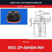 Red ZP-40HBN-WH - ZP HBS/HBN Foam Vacuum Suction Cups | Black & Red