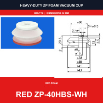 Red ZP-40HBS-WH - ZP HBS/HBN Foam Vacuum Suction Cups | Black & Red
