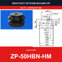 ZP-50HBN-HM - ZP HBS/HBN Foam Vacuum Suction Cups | Black & Red