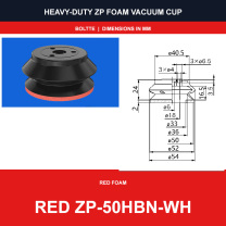 Red ZP-50HBN-WH - ZP HBS/HBN Foam Vacuum Suction Cups | Black & Red