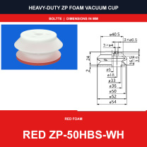 Red ZP-50HBS-WH - ZP HBS/HBN Foam Vacuum Suction Cups | Black & Red