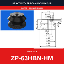 ZP-63HBN-HM - ZP HBS/HBN Foam Vacuum Suction Cups | Black & Red