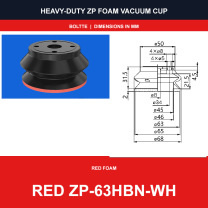 Red ZP-63HBN-WH - ZP HBS/HBN Foam Vacuum Suction Cups | Black & Red