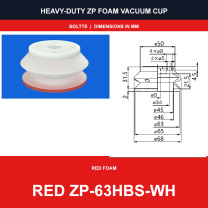 Red ZP-63HBS-WH - ZP HBS/HBN Foam Vacuum Suction Cups | Black & Red