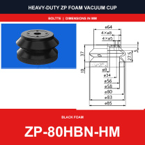 ZP-80HBN-HM - ZP HBS/HBN Foam Vacuum Suction Cups | Black & Red