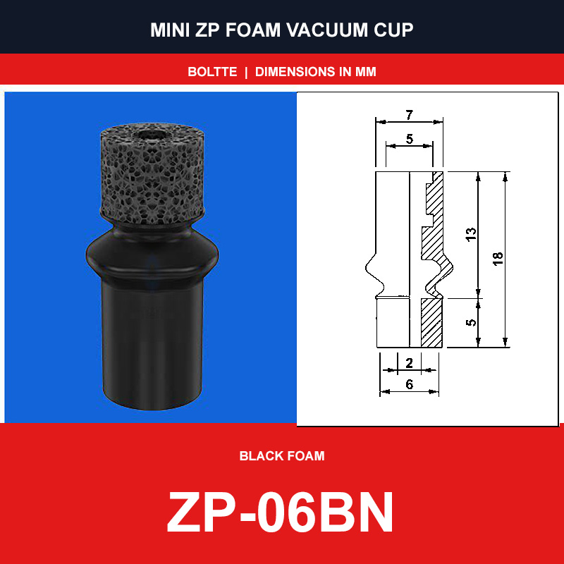 ZP-06BN - Mini ZP Foam Vacuum Suction Cups | Black & Red Foam