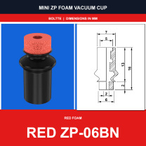 Red ZP-06BN - Mini ZP Foam Vacuum Suction Cups | Black & Red Foam