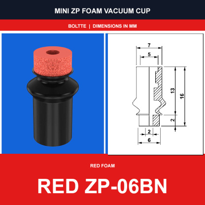 Red ZP-06BN - Mini ZP Foam Vacuum Suction Cups | Black & Red Foam
