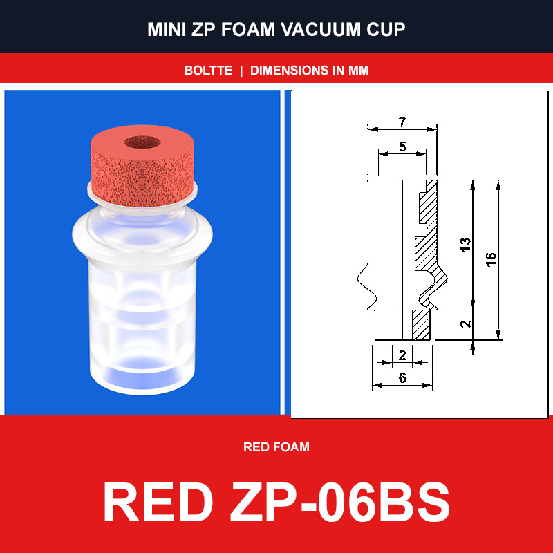 Red ZP-06BS - Mini ZP Foam Vacuum Suction Cups | Black & Red Foam