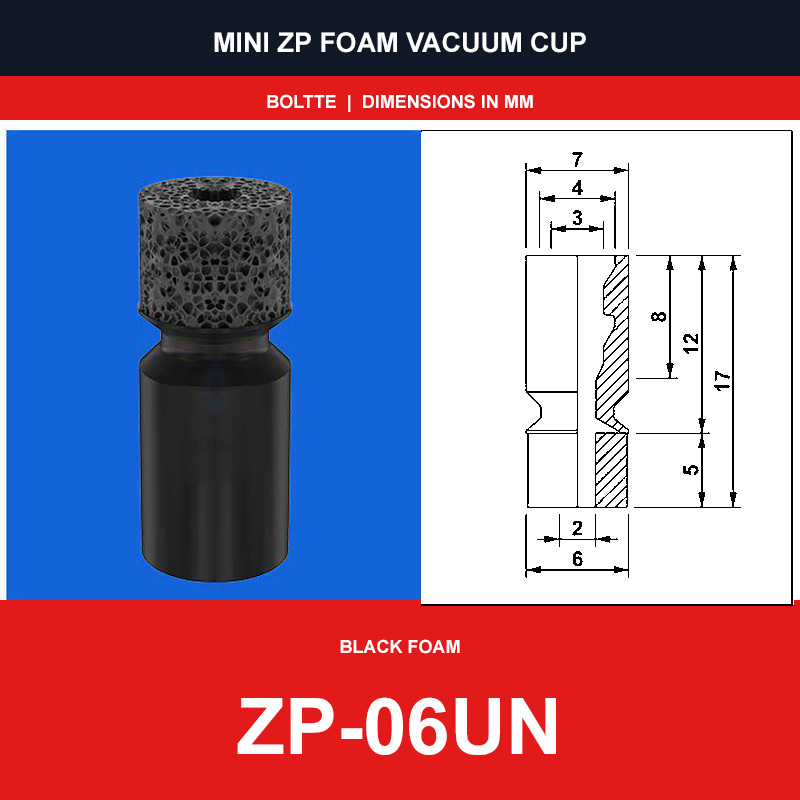 ZP-06UN - Mini ZP Foam Vacuum Suction Cups | Black & Red Foam