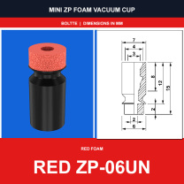 Red ZP-06UN - Mini ZP Foam Vacuum Suction Cups | Black & Red Foam