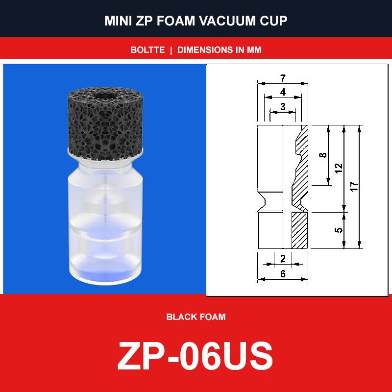 ZP-06US - Mini ZP Foam Vacuum Suction Cups | Black & Red Foam