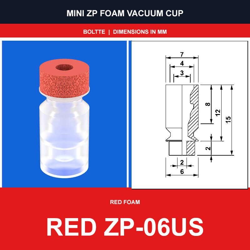 Red ZP-06US - Mini ZP Foam Vacuum Suction Cups | Black & Red Foam